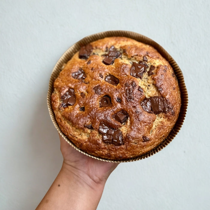 healthy moist wholewheat banana teacake, also available in vegan eggless gluten free option.