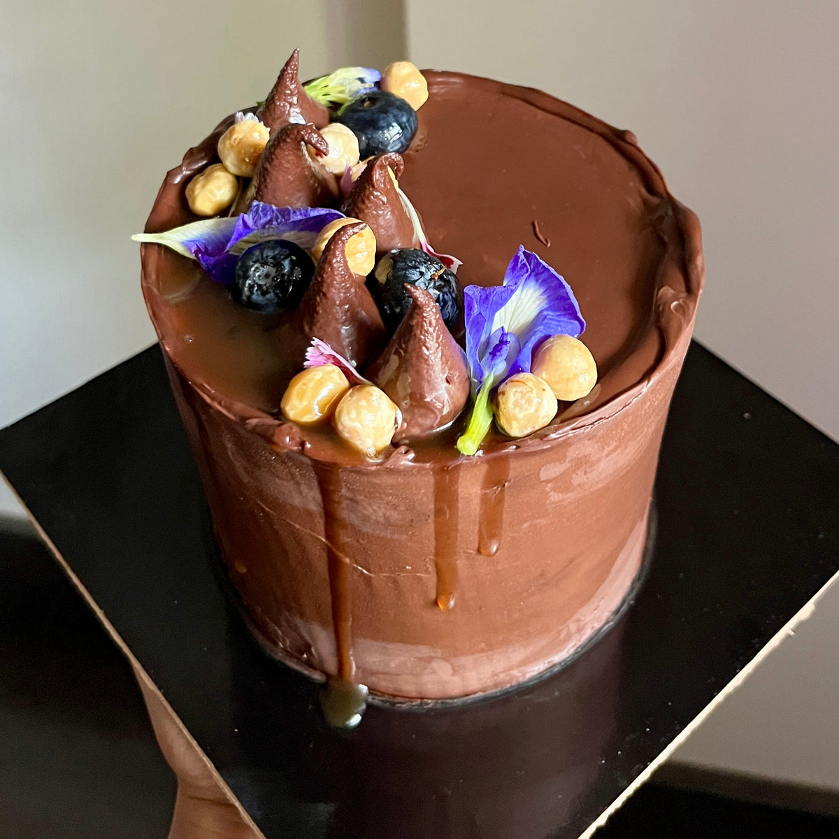 Dark Chocolate, Salted Caramel, Hazelnut Celebration Cake