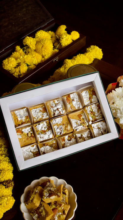 Pista Badaam Besan Barfi (Gluten Free, Refined Sugar Free