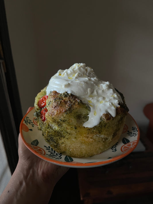 Burrata Pesto Cherry Tomato Focaccia