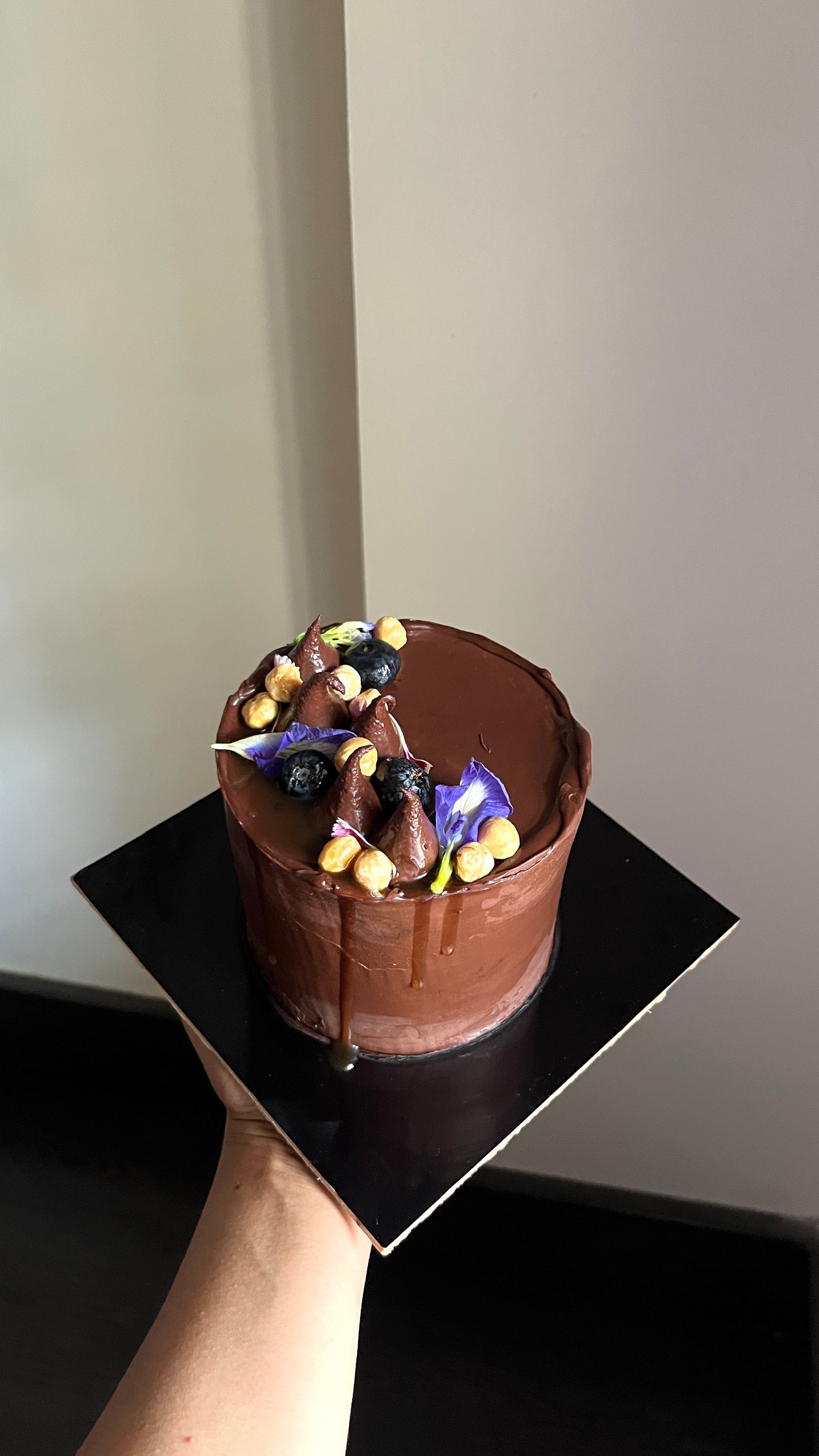 Dark Chocolate, Salted Caramel, Hazelnut Celebration Cake