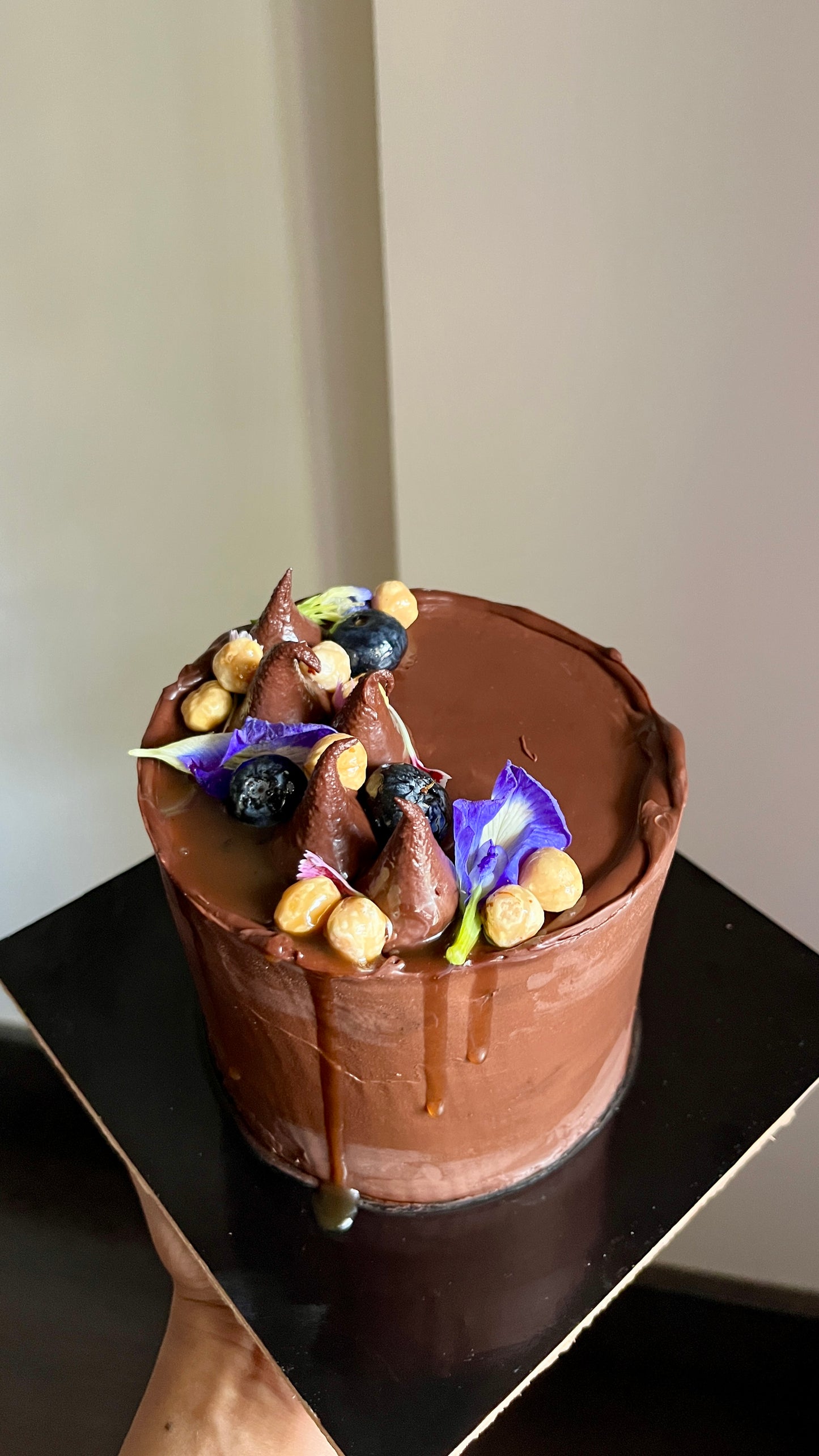 Dark Chocolate, Salted Caramel, Hazelnut Celebration Cake